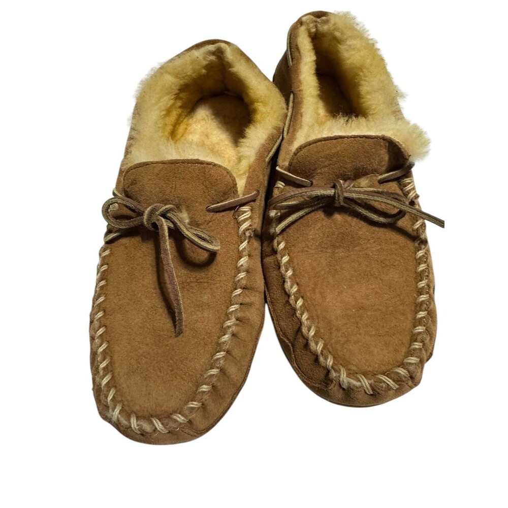 LL Bean Mens Wicked Good Slippers Slip On Leather Moccasin 10 M Brown